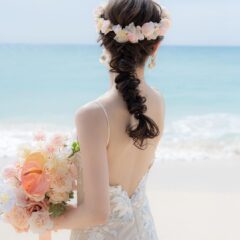 結婚式のブーケと花冠